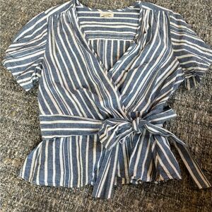 Max Studio Blue and White Striped Blouse